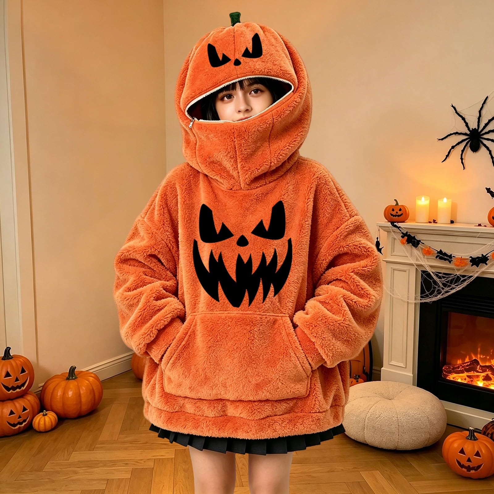Sudadera con capucha de calabaza para niñas | Sudadera con capucha suave y cálida para otoño e invierno, perfecta para fiestas de truco o trato, escuela, vacaciones