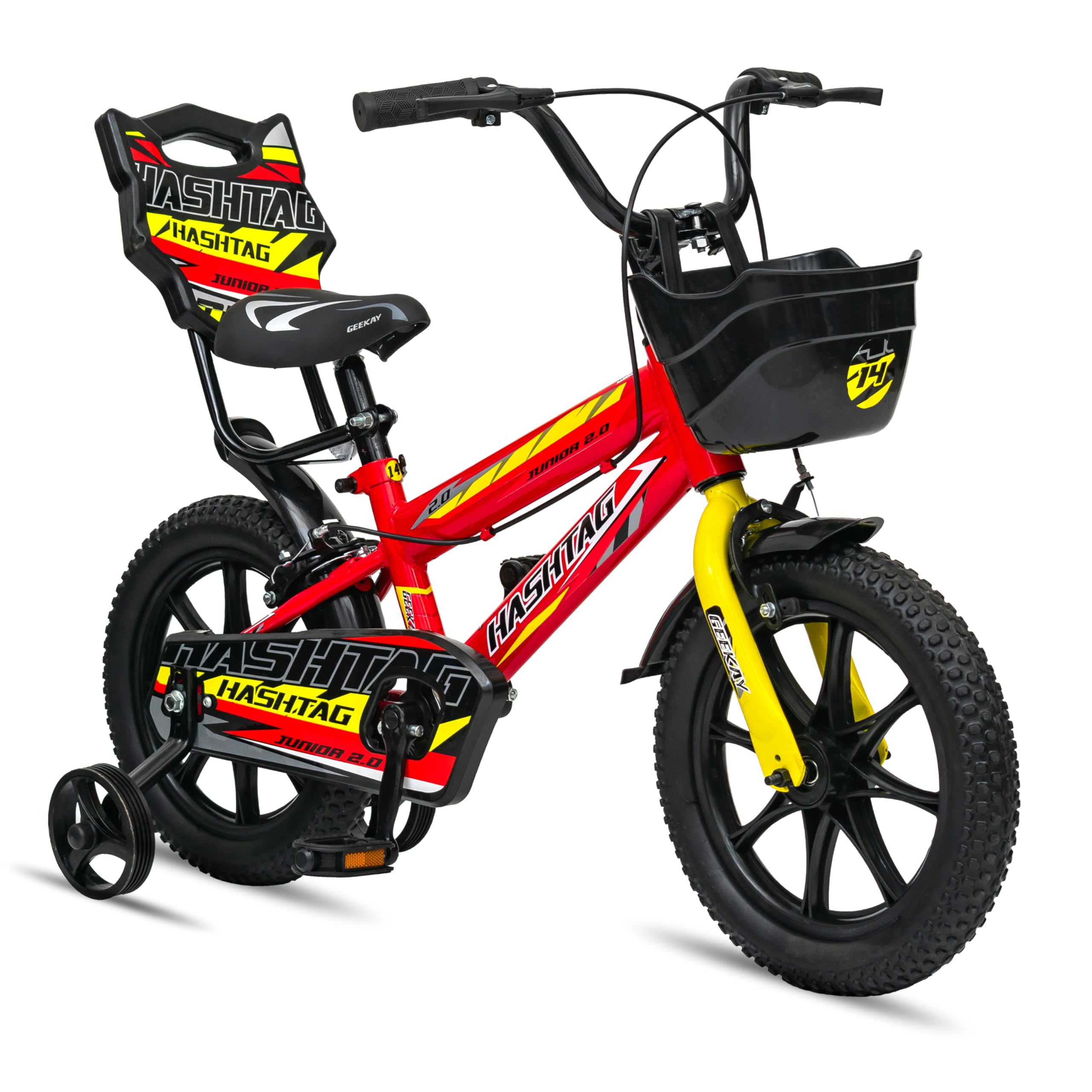 Hashtag Junior 2.0 Single Speed 16T Kids Cycle - Red Yellow