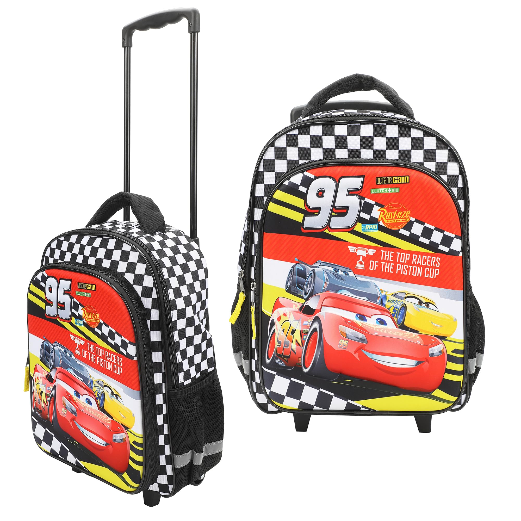 Bioworld Pixar Cars Lightning McQueen 95 16" Rolling Travel Backpack