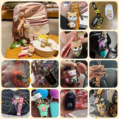 Miniatura 6 de BEXOA Lindo llavero Kawaii Anime Llaveros Accesorios, Shiba Inu Bolso Encantos de Carro de Dibujos Animados Llavero para Niña Mujer
