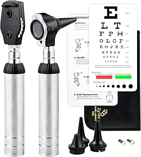 Zyrev 2 in 1 Otoscope Oph Set - Perfect for Nursing & Medical Students with Carry Case, Sight Chart & Replacement Ear Speculums