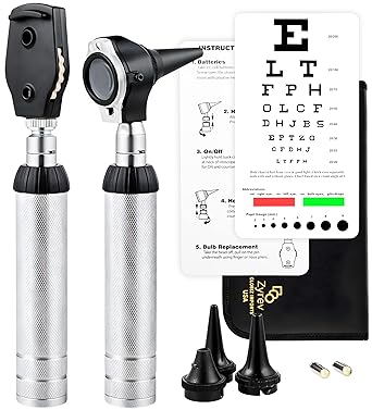 Zyrev 2 في 1 Otoscope Oph Set - مثالي للتمريض & amp؛ طلاب الطب مع حقيبة حمل ، مخطط البصر & أمبير ؛ استبدال عينات الأذن