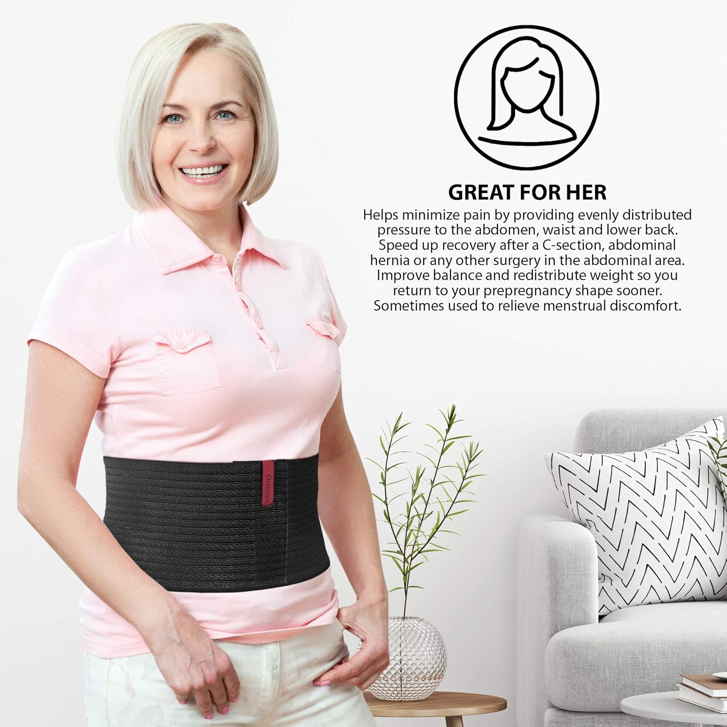 ORTONYX 6.25" Abdominal Binder for Men and Women/Postpartum Post-operative Post-surgery Wrap/Abdomen Navel Umbilical Hernia Support Belt / 524006 Black 3XL Plus Size Plus Size 3XL (up to 52") Black image 6 of 8 B07MJRQT8D