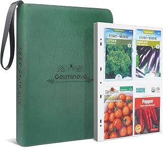 Zippered Seed Storage Organizer Binder with Handle,4" x 6" Photo Organizer, Gardening Seed Saving Kit, Holds 120+ Seed Envelopes, Suitable for Most Plant and Vegetable Seed Packets