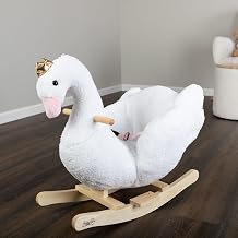 Rocking Horse - Swan Plush Ride on Toys with Seat and Handles - Wooden Rocking Horse for Kids 18 Months and Up - Baby Toys by Lil' Riders White
