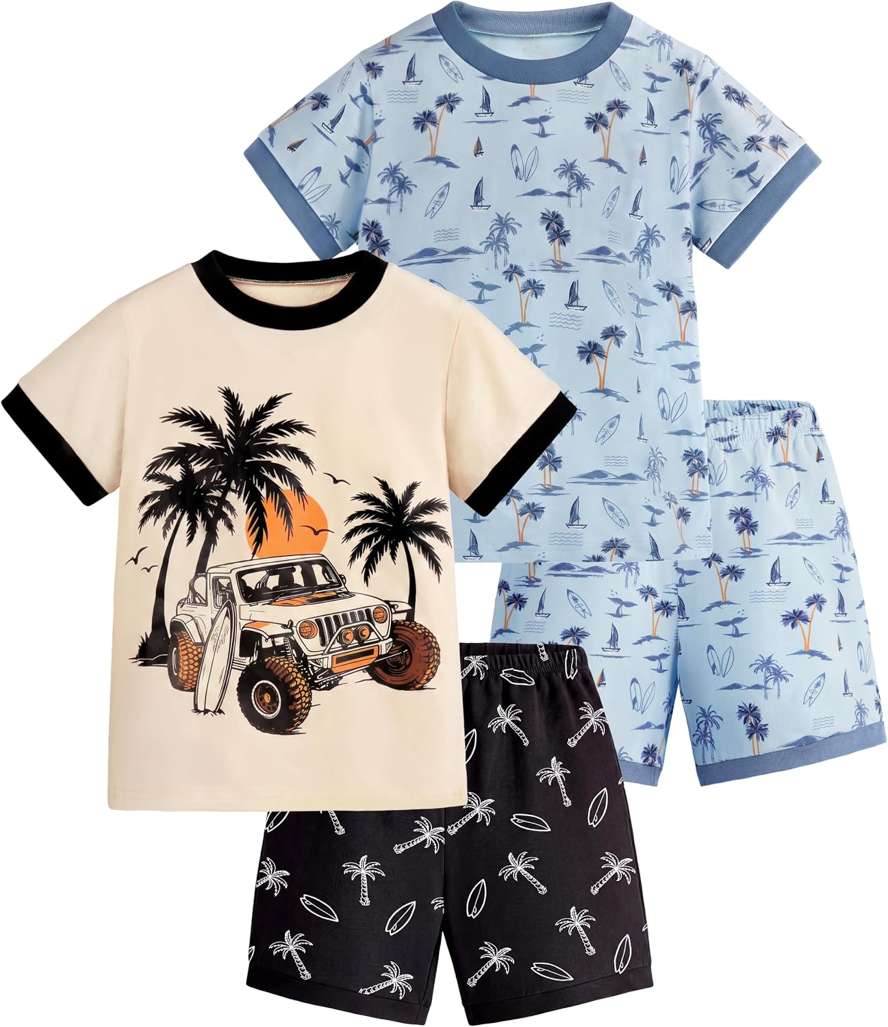 HONGTEYA Toddler Boys Clothes Cotton Kids Outfits Short Sleeve Set For 2-7T