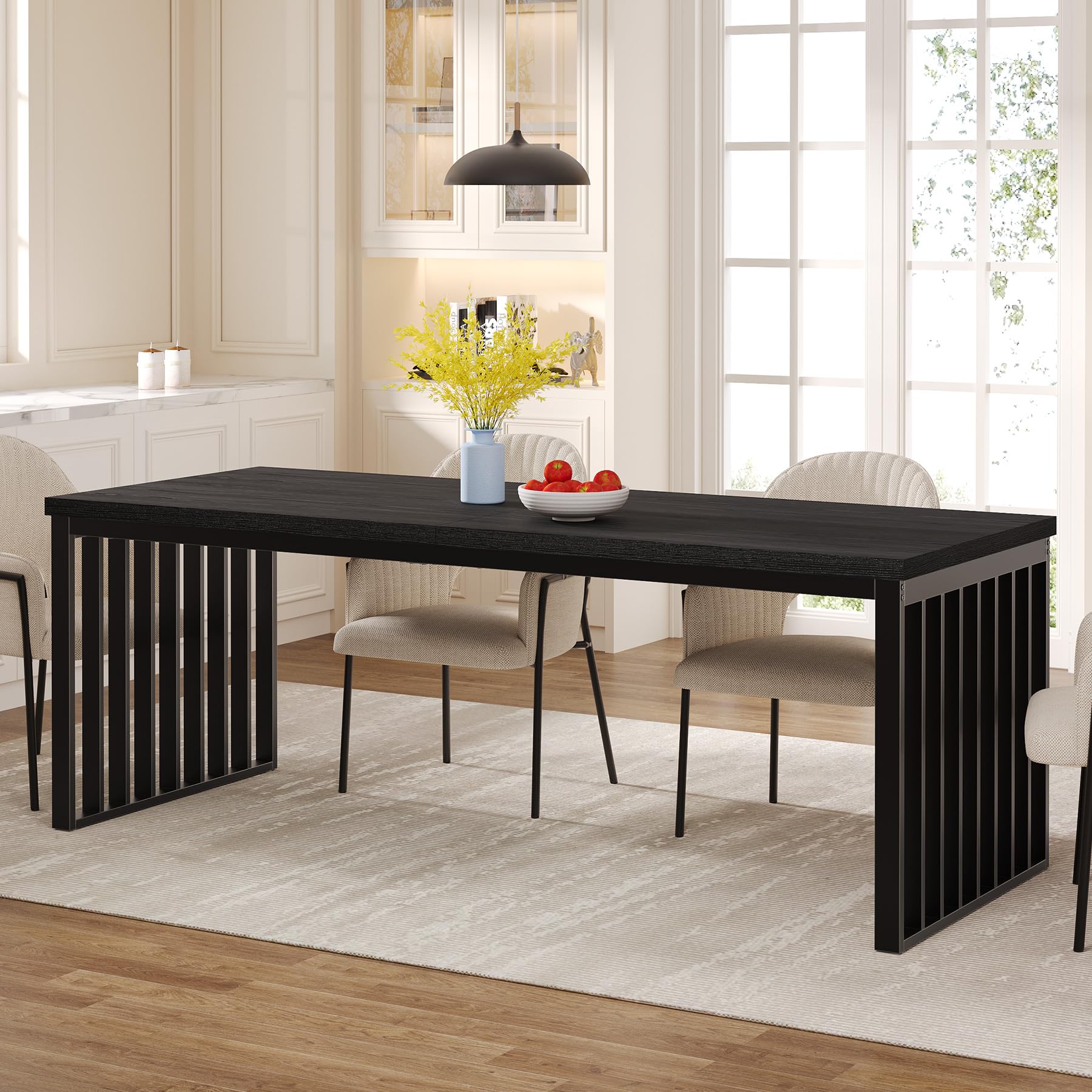 Tribesigns Industrial Dining Table in a modern dining room setting