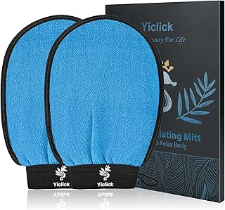 Yiclick Exfoliating Gloves 2 Pcs, Exfoliating Body Scrubber for Bath Shower Exfoliation, Body Scrub Exfoliator for Dead Skin Remover, Deep Korean Exfoliating Mitt loofah sponge Leg Keratosis Pilaris Treatment