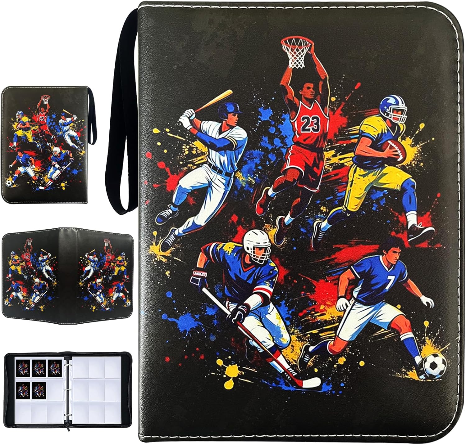 900 Pockets Football Cards Binder,Trading Cards Holder Card Collectors Album,Trading Card Binder 9 Pocket with 50 Removable Sleeves for Football Card and Sports Card
