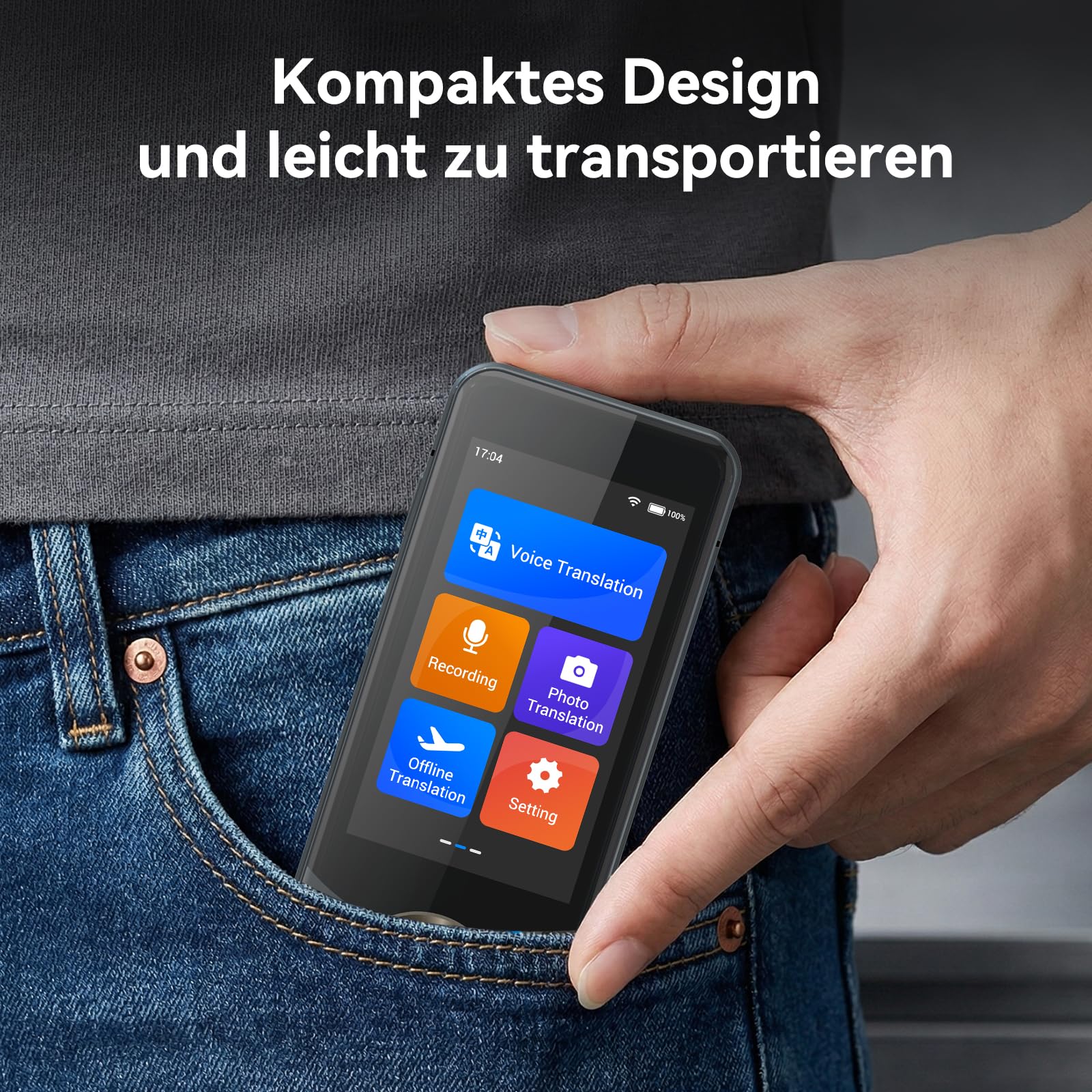 Wooask W10 Sprachübersetzer Echtzeit 140+ Sprachen Wifi Offline Foto Unterstützung Schwarz