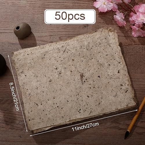 Miniatura 6 de Geyee Papel de morera, 8.5 x 11 pulgadas, hojas de papel vintage para manualidades, pintura de bricolaje, papel hecho a mano para caligrafía,