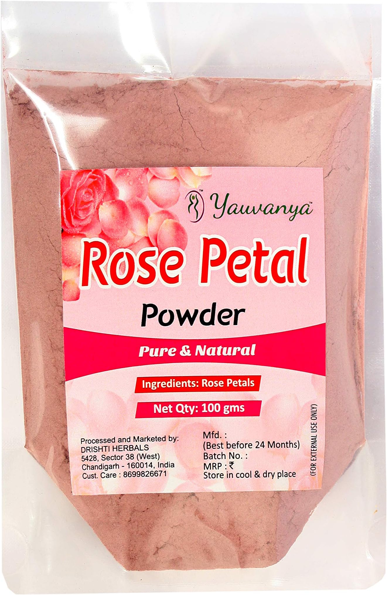 Yauvanya Pure Rose Petal Powder - 100gms