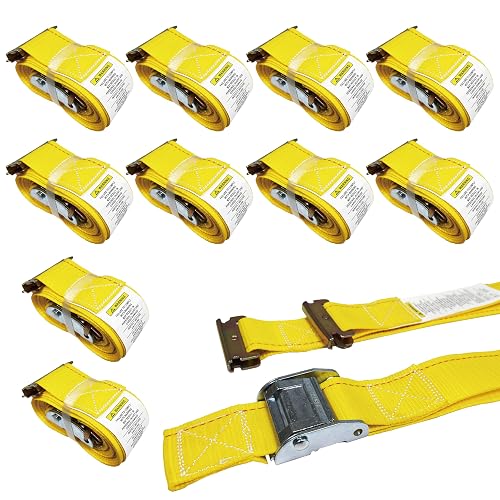 10 Pack E-Track Cam Buckle Straps 2' x 16' x 2,500 lbs Strength for Cargo Tie Down in Enclosed Trailer & Van by KODIAK S