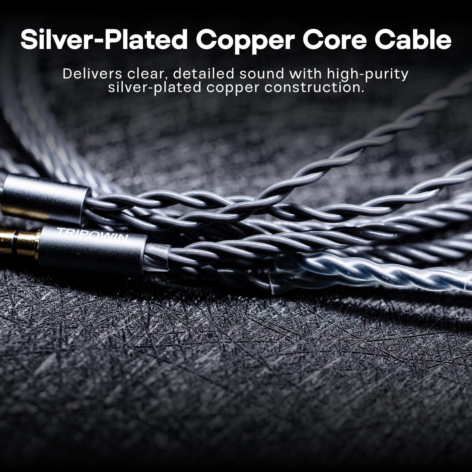 Tripowin Grace - Cable de auriculares desmontable OFC chapado en plata con micrófono, cable de actualización HiFi de 0.78 mm de 2 pines para audiófilos, diseño sin enredos y controles