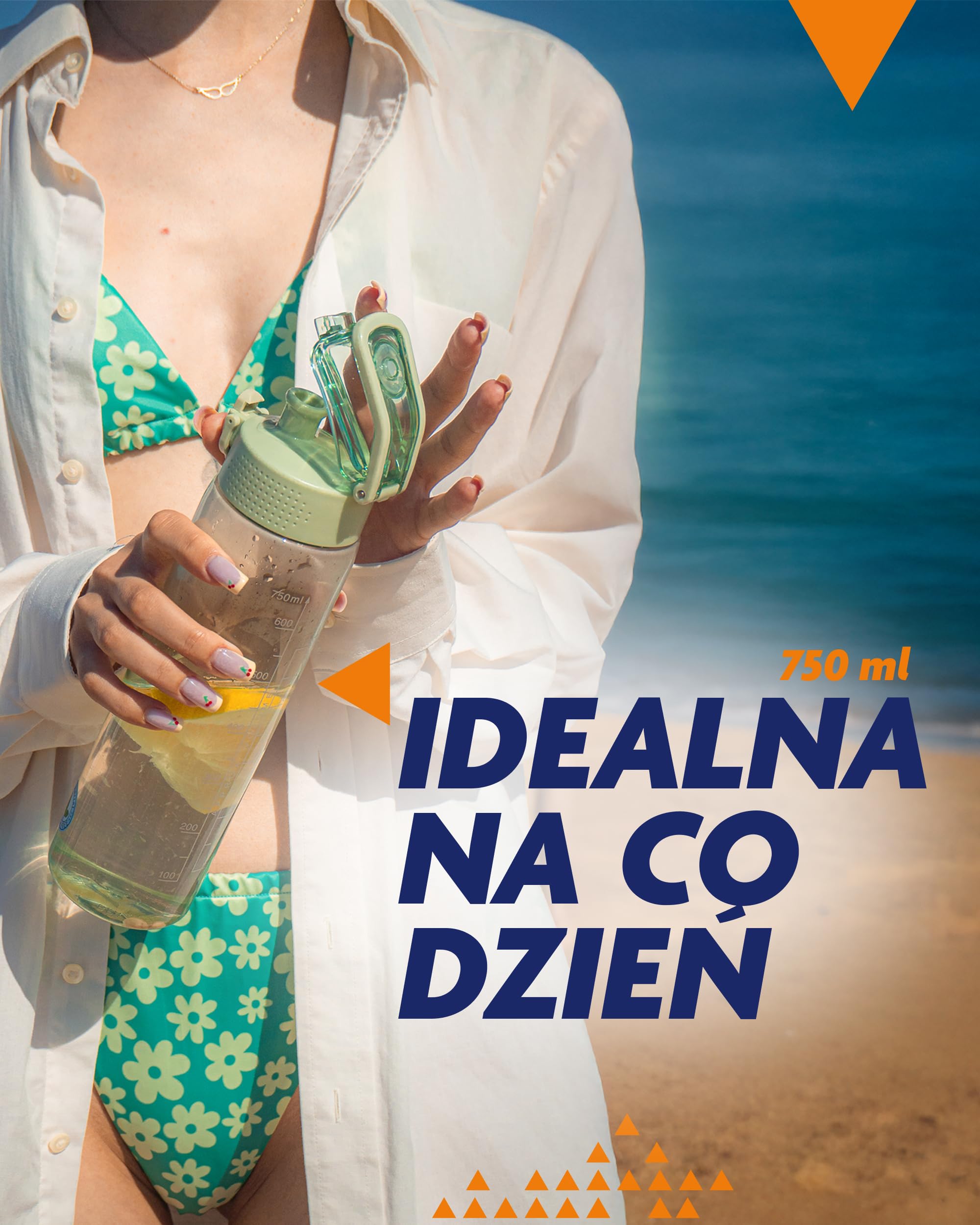 Okosei Clear Butelka na napoje, 750 ml, nie zawiera BPA, tritan, butelka sportowa, na rower, do fitnessu, lekka, odporna na uderzenia, wielokrotnego użytku, zielona