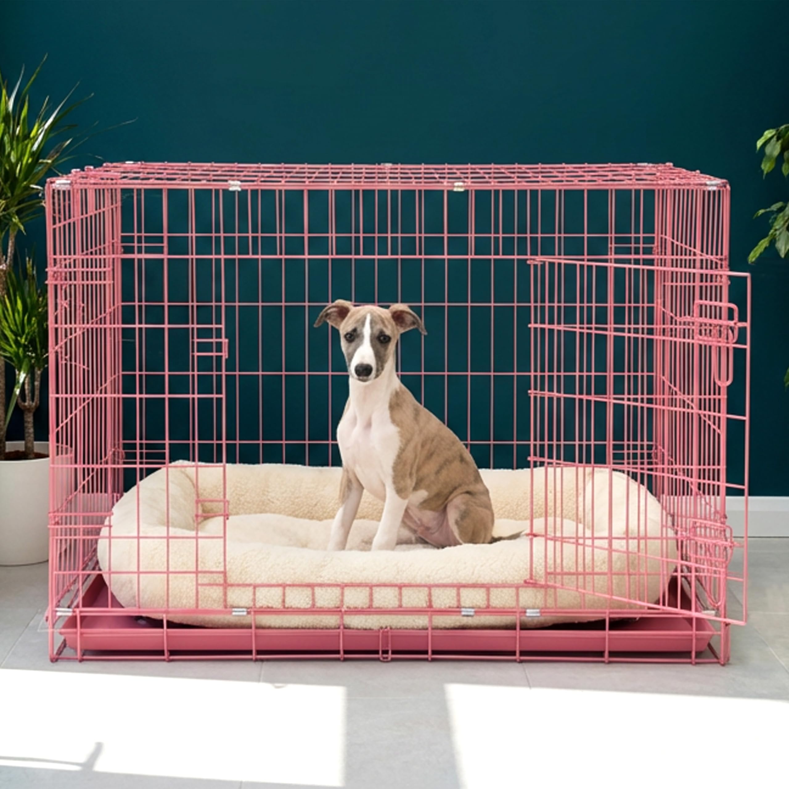 Cozy Pet Medium Dog Crate with Metal Tray 36" 92cm Long Medium Pink Dog Cage with Chew Proof Metal Tray Folding Pink Puppy Crate Cat Carrier Puppy Cage DC36P