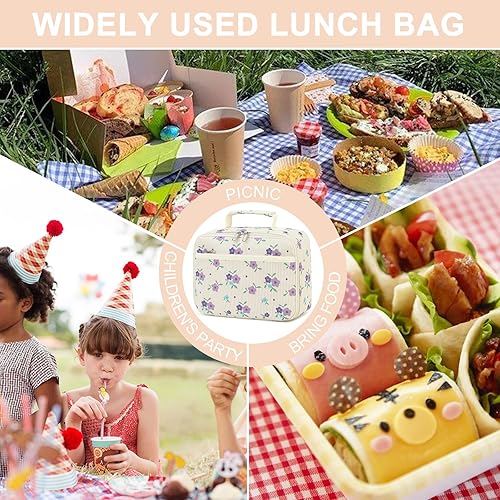 Miniatura 7 de Lonchera para niños y niñas, bolsa térmica con aislamiento, kit de bolsa de almuerzo reutilizable para viajes escolares