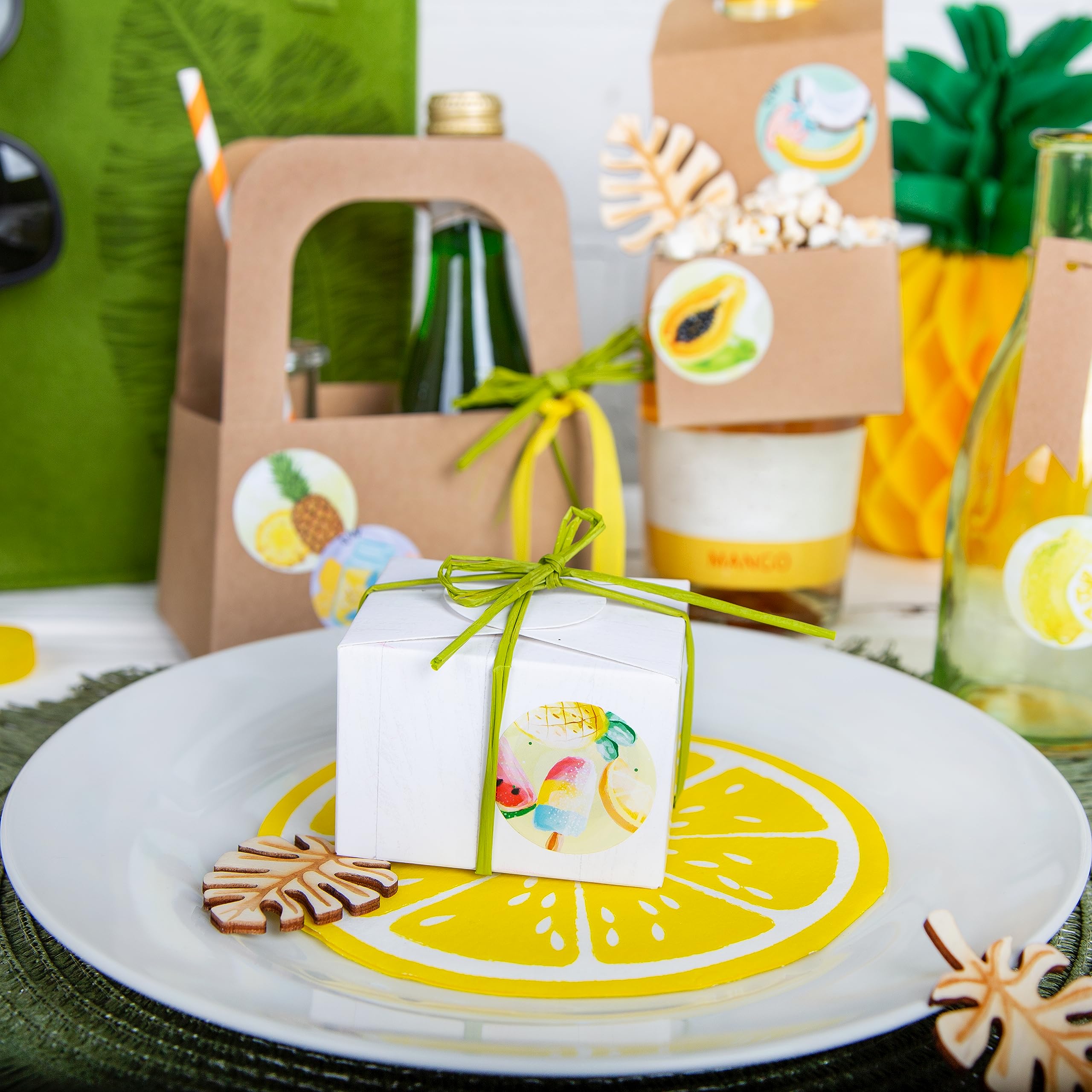 Logbuch-Verlag - Lot De 48 Autocollants Ronds Multicolores à Fruits En Style Aquarelle, Pour Enfants Et Adultes, Sur Papier Brillant, Pour Cuisine Et Scrapbooking