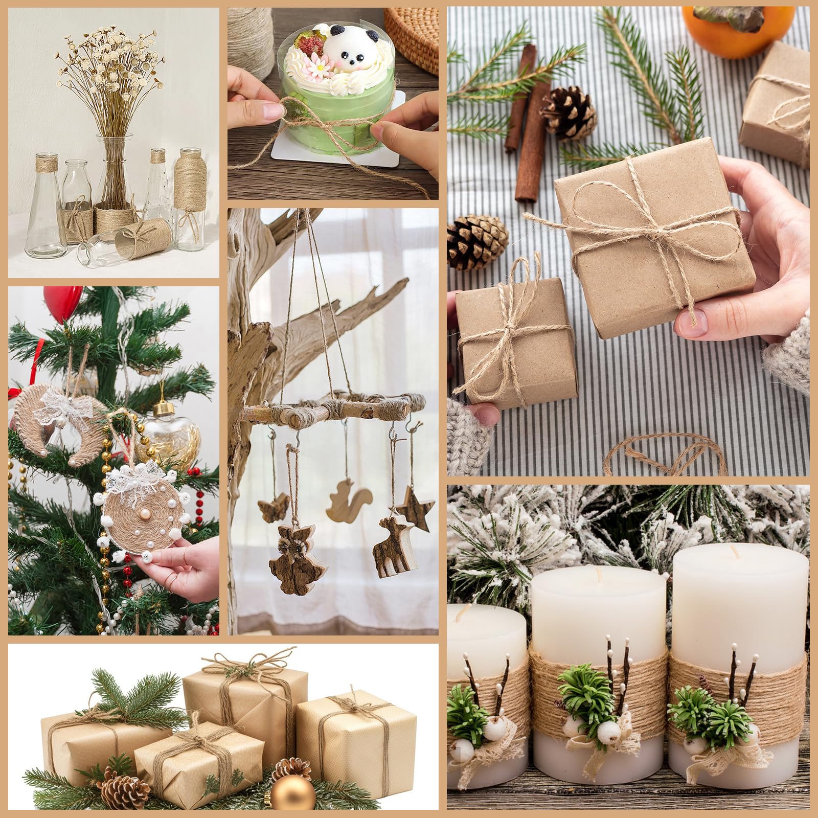 2 Piezas 200 m Yute Natural Marrón, 1mm Cuerda de Yuta, Jute Yarn para Embalaje, Bricolaje, Floristería, Decoración, Manualidades