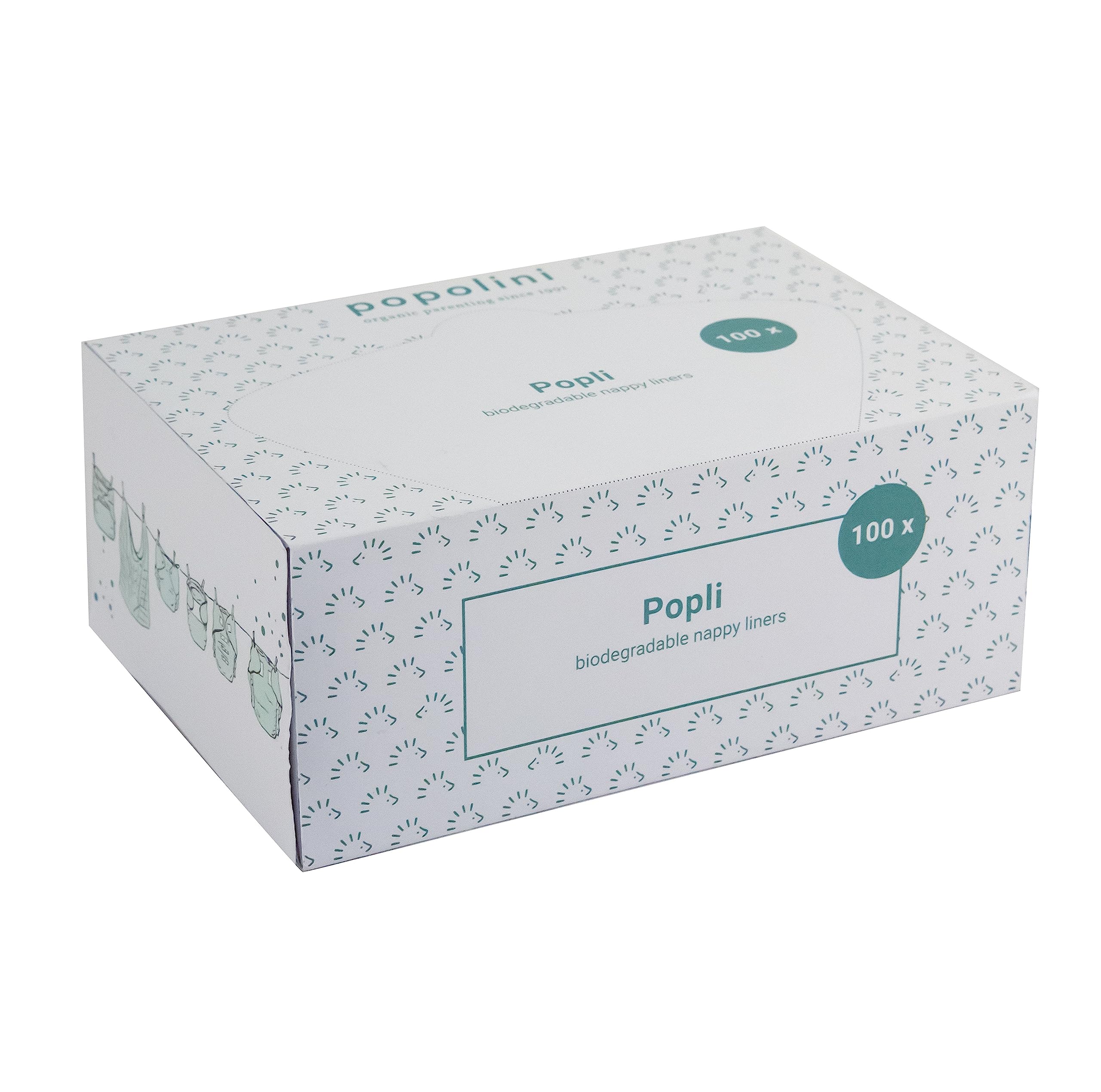 Popolini Popli Lot de 100 couches en non-tissé pour couches en tissu Blanc