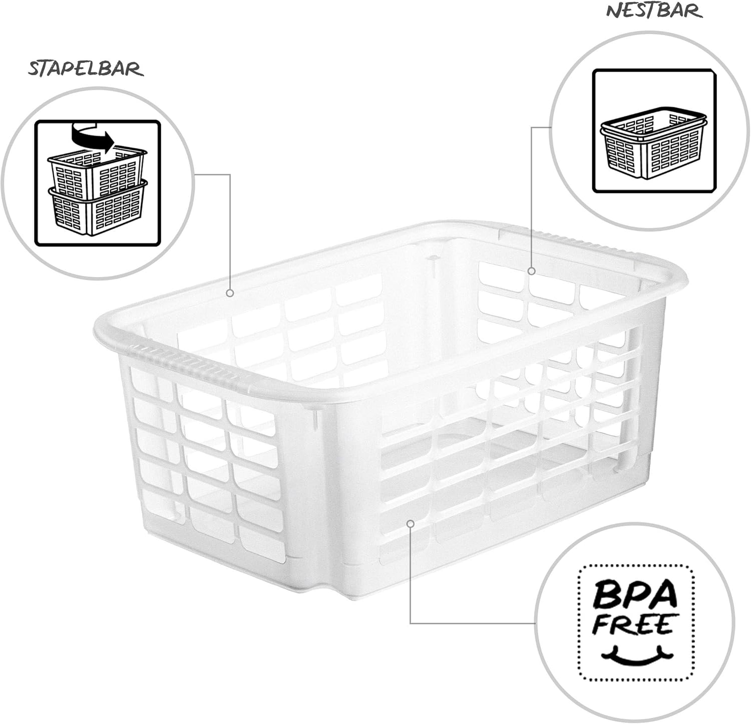 Rotho Reverso Storage Turn and Stack Basket 10 Litre