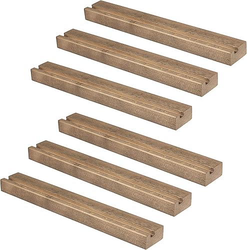 Miniatura 6 de Ilyapa Soporte de pared para discos de vinilo de madera, paquete de 6  Soporte para álbum de discos espresso que muestra tu LP