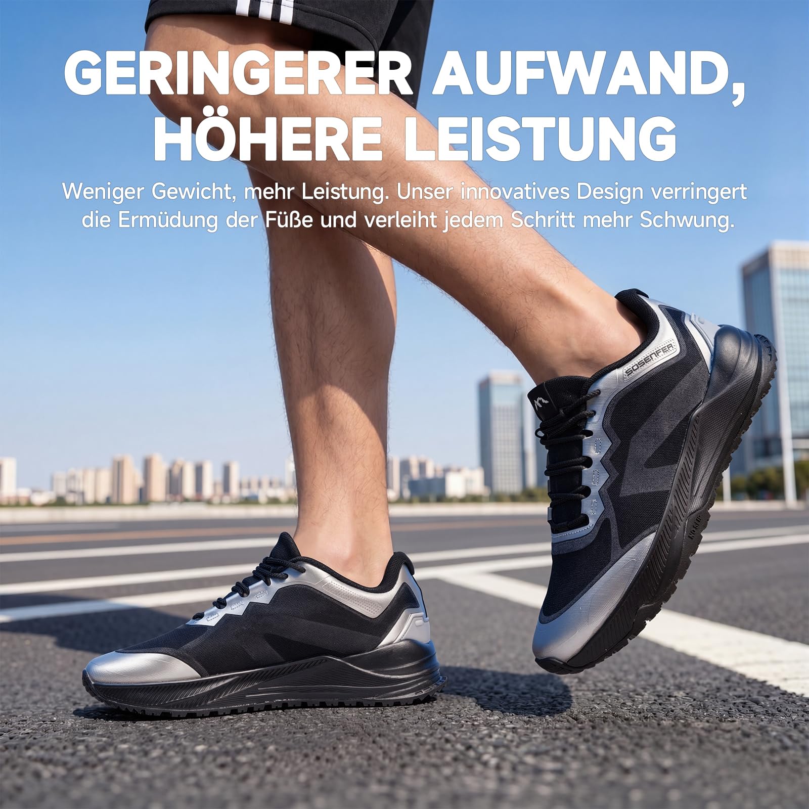Sosenfer Laufschuhe Herren Sportschuhe Extra Breit Traillaufschuhe mit Dämpfung Leicht Atmungsaktive Straßenlaufschuhe Bequeme Turnschuhe für Gelände, Outdoor & Fitness Sport-92HEISE-45