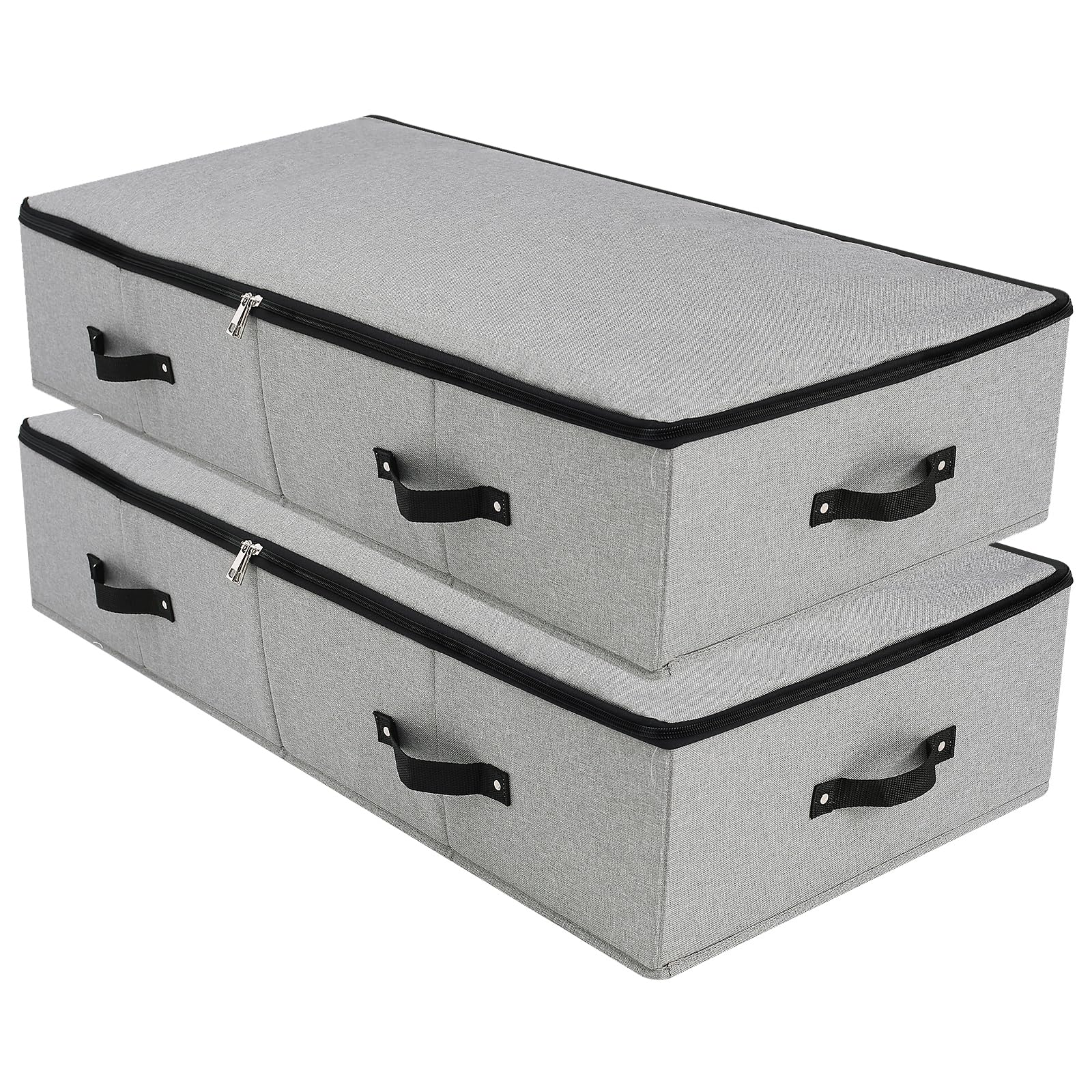 Lot De 2 Boîtes De Rangement Pliables En Tissu Avec Couvercle à Fermeture éclair, Poignée, Couvertures, Vêtements, Courtepointes, Panier De Rangement Pour Chambre à Coucher, Armoire, étagère, 44 × 33