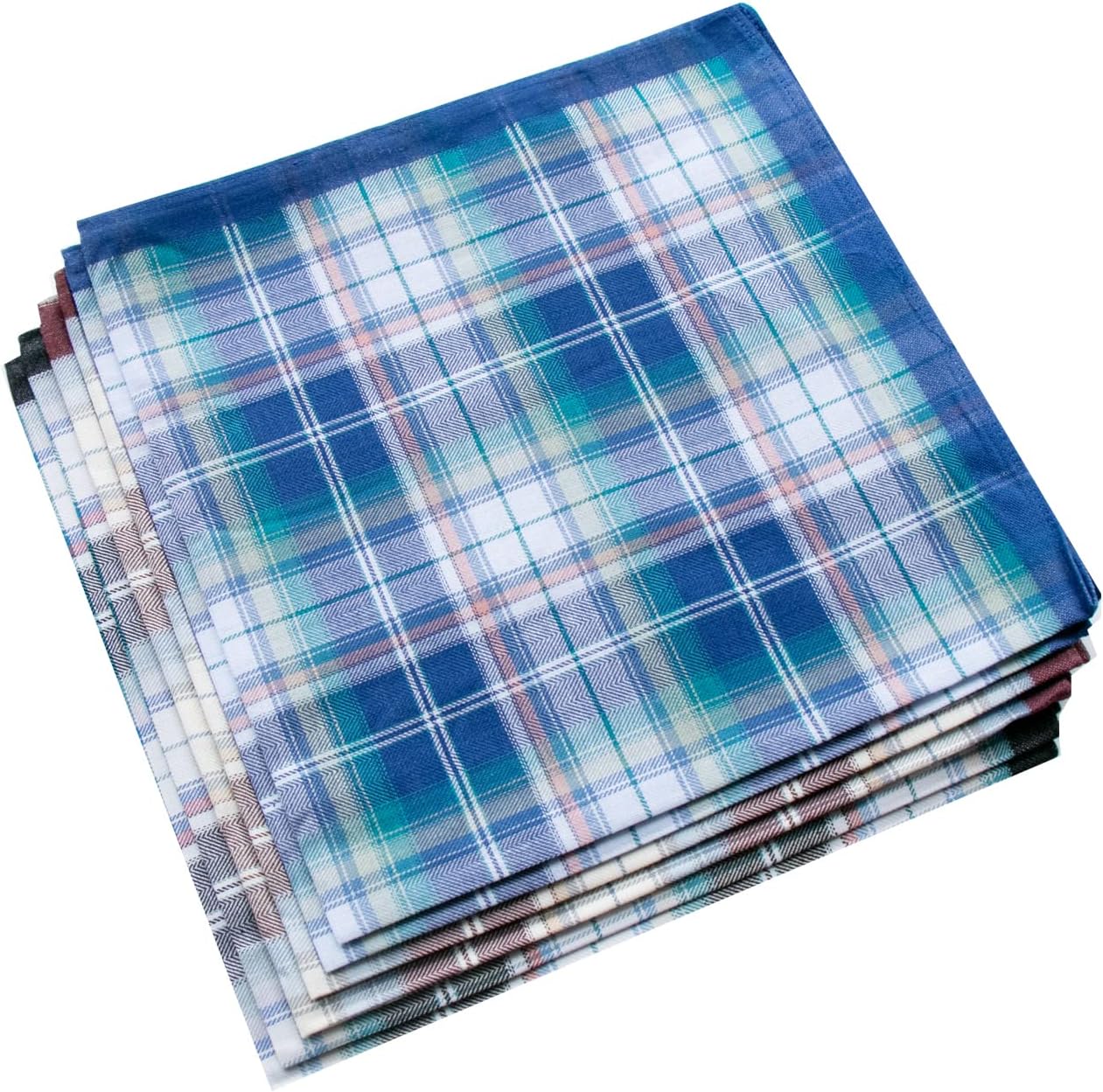 Mens Handkerchief 100% Soft Cotton Handkerchief Classic Plaid Pocket Squares