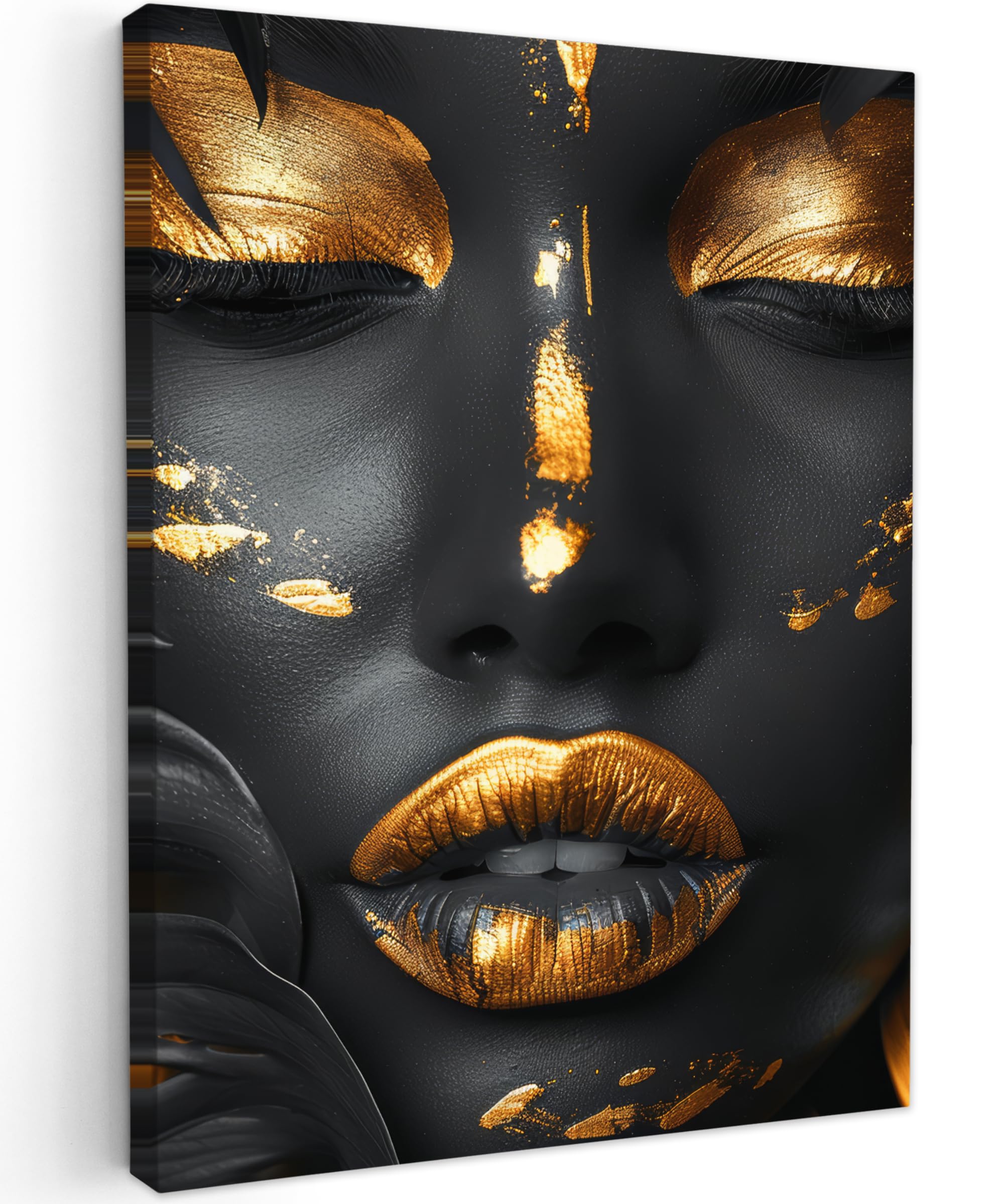 MuchoWow© Wandbilder 30x40 cm Schlafzimmer Home Deko Wohnung Bild Wohnzimmer Fotoleinwand Wand Bilder Leinwand Wall Decor Frau - Porträt - Luxus - Make-up - Gold