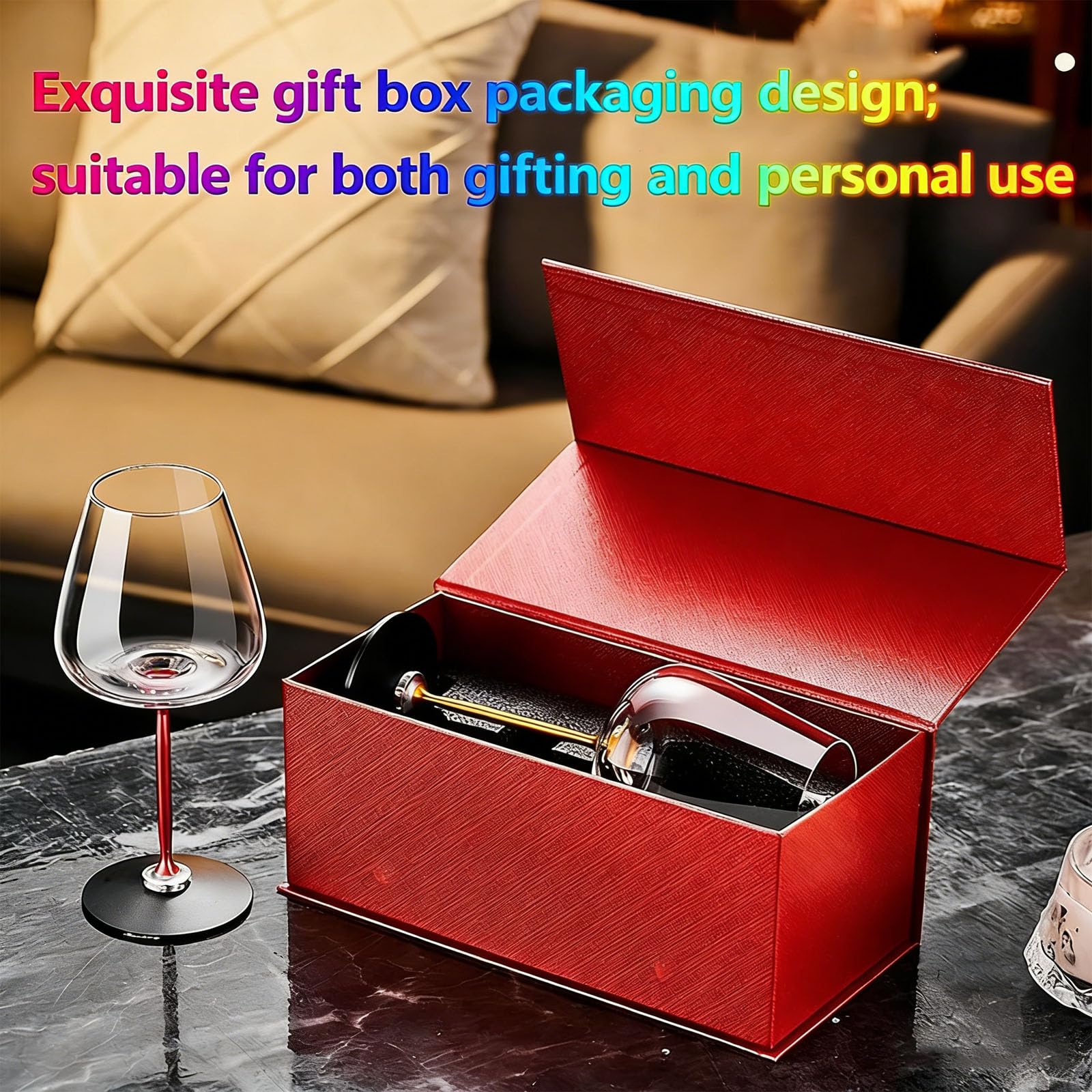 Calice da vino in cristallo, rotante con design aerato e base decorativa per vino rosso e bianco, ideale per bar e feste