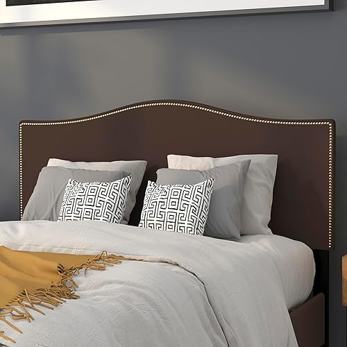 Miniatura 36 de Flash Furniture Bedford - Cabecero de cama doble tapizado con ribete de uñas en tela beige Blanco,Negro -,Marrón