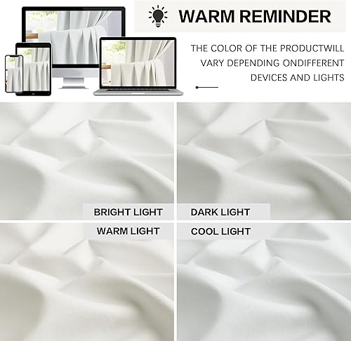 Miniatura 8 de KEQIAOSUOCAI Cortinas naturales opacas de 108 pulgadas de largo, modernas cortinas texturizadas de lino con pestaña trasera, paneles plisados para