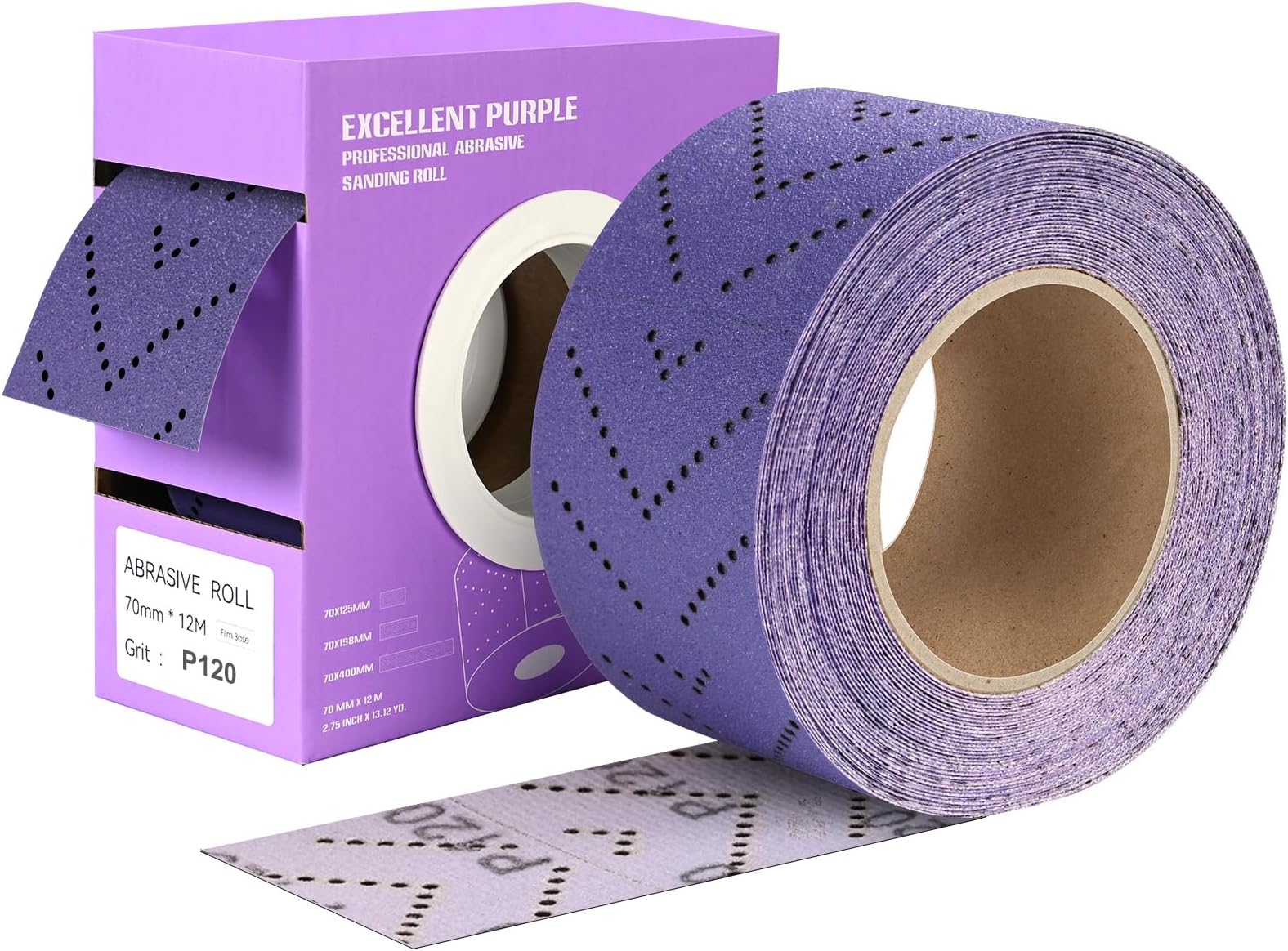 120 Grit Hook and Loop Sandpaper Roll, 2-3/4" Wide 13 Yard Longboard Sanding Rolls, Wet Dry Sand Paper Sheets for Wood Metal Automotive