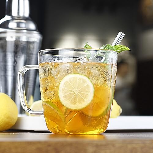Miniatura 4 de LUXU - Tazas de té de vidrio grandes y de alta calidad (juego de 2), 24 onzas, modernas y sencillas tazas de café o té de vidrio, de boca ancha,