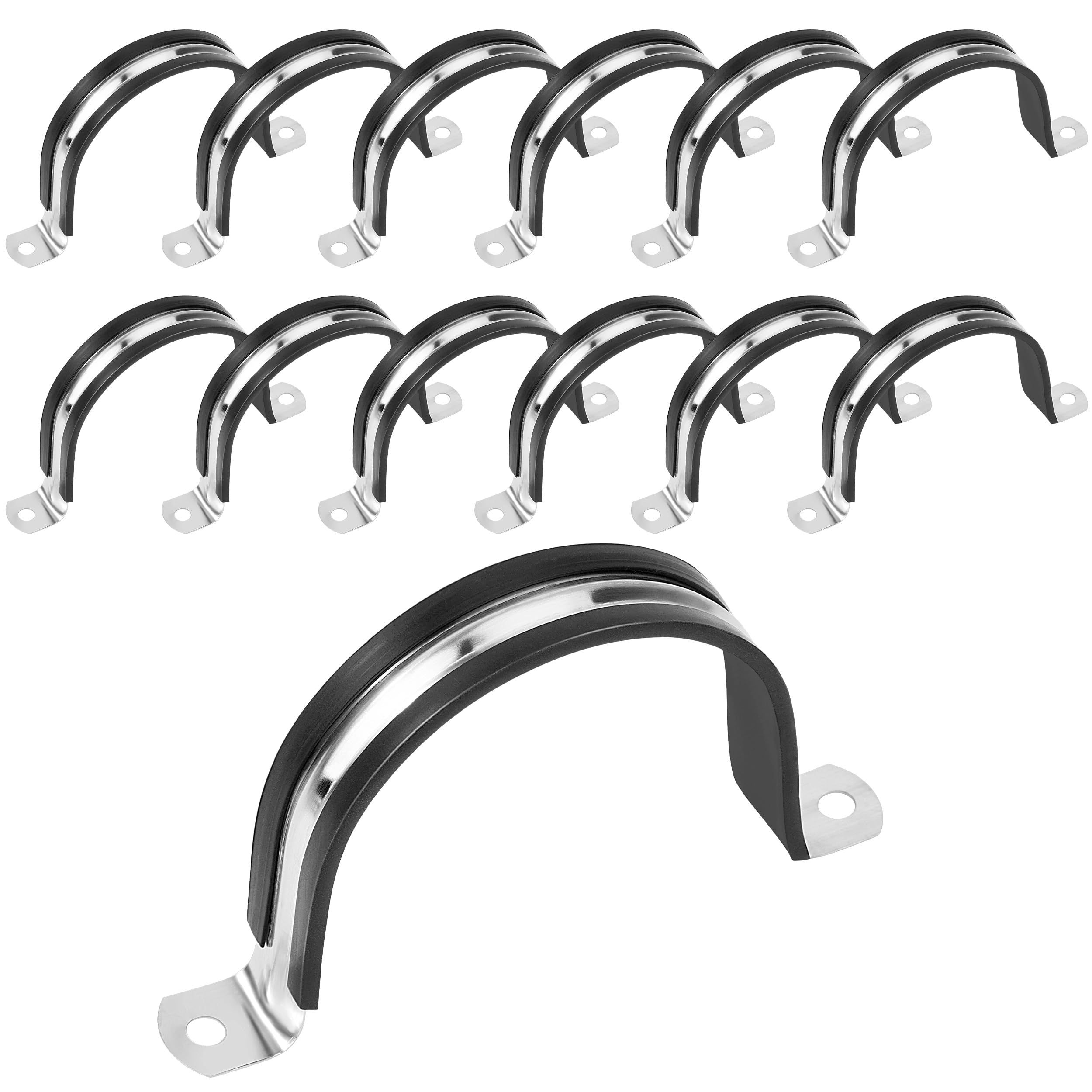 Abrazaderas para Tubos 48mm de Acero Inoxidable 304 con Acolchado de Goma 12 Piezas