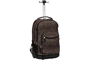 Trendy Cheetah Print Rolling Backpack for Stylish Girls