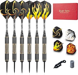 LZAQBB Steel Tip Darts Set - Darts Set with Darts Aluminum Shafts + Extra Darts PVC Shafts + Extra Dart Flights + Darts Multifunctional Tool+ Darts Rubber O'Rings + Dart Sharpener and Darts Gift Box