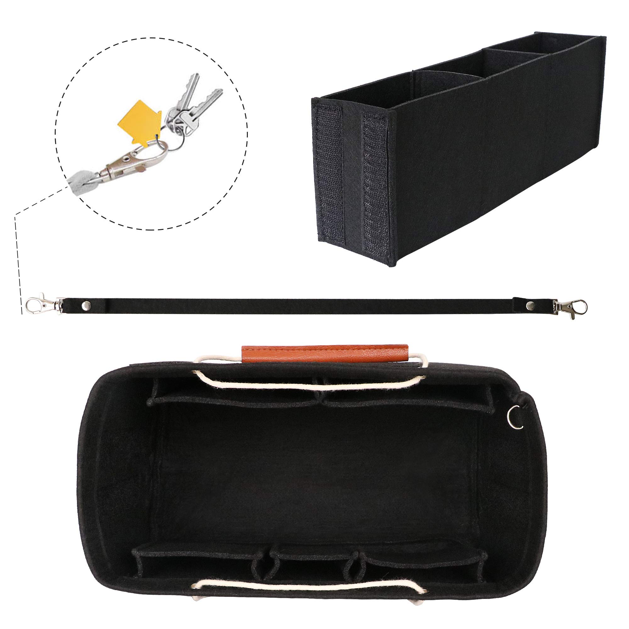 Organizer Per Borsa In Feltro - Insert Rimovibile, Tante Tasche, Portachiavi - Nero, Taglia XL - Per LV Neverfull GM - Foto 7