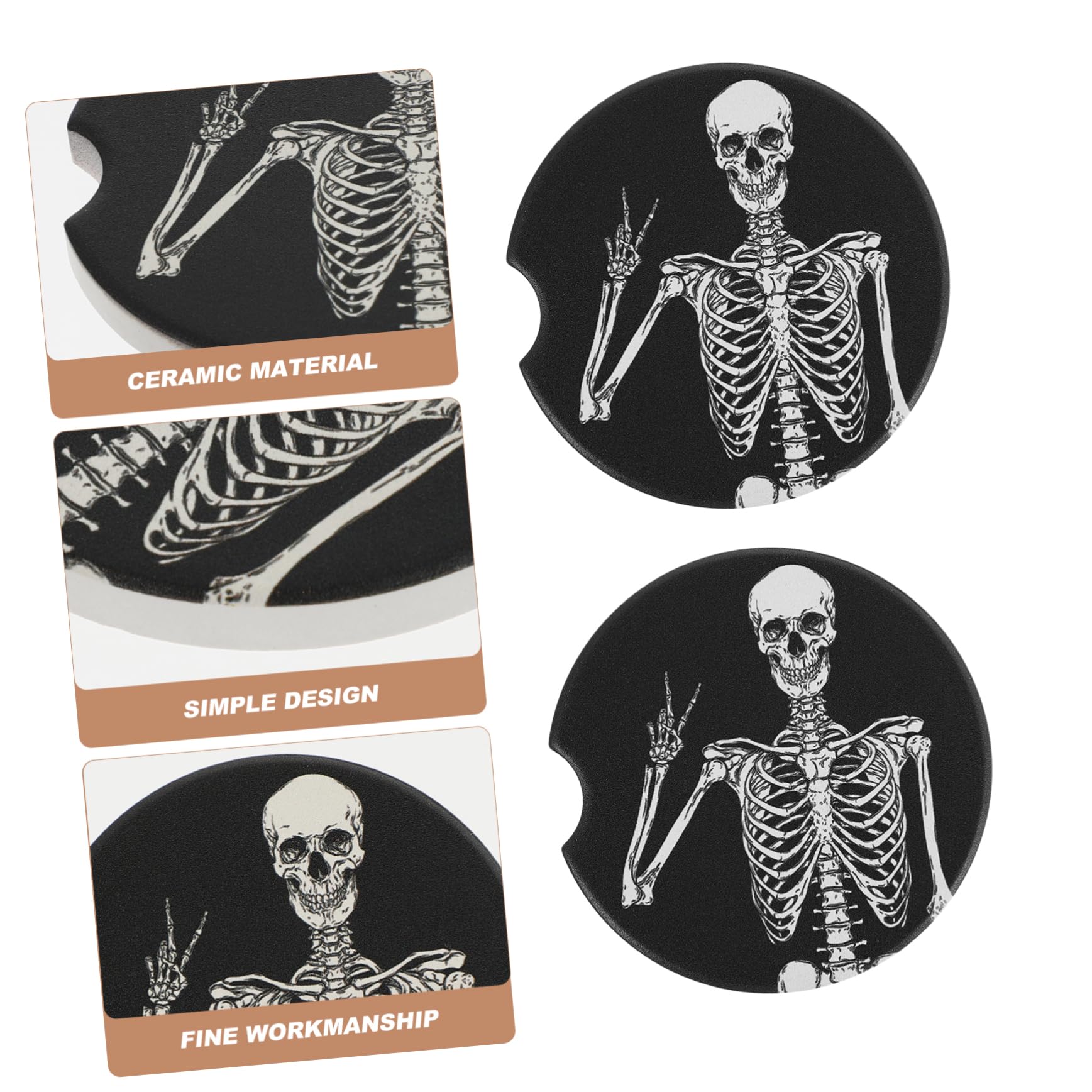 Set di 4 sottobicchieri rotondi in pelle, leggeri, per Halloween