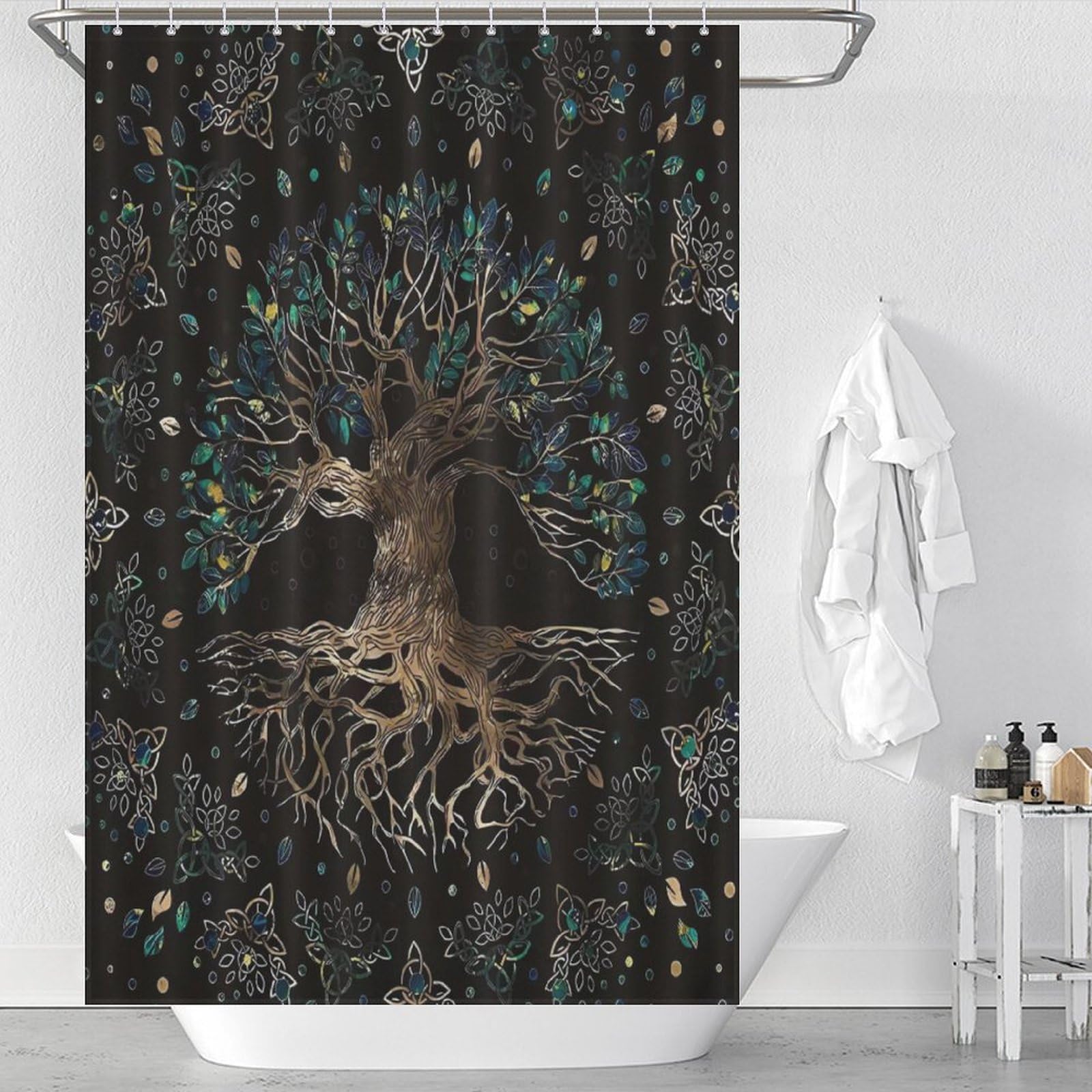 Rideau de douche Arbre de la Vie lavable pour baignoire familiale propre