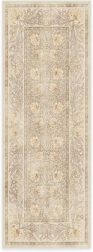 RUGGABLE x Morris & Co - Alfombra de pasillo perfecta y bohemia lavable para entrada, pasillo, cocina, antideslizante, apta para niños, resistente a