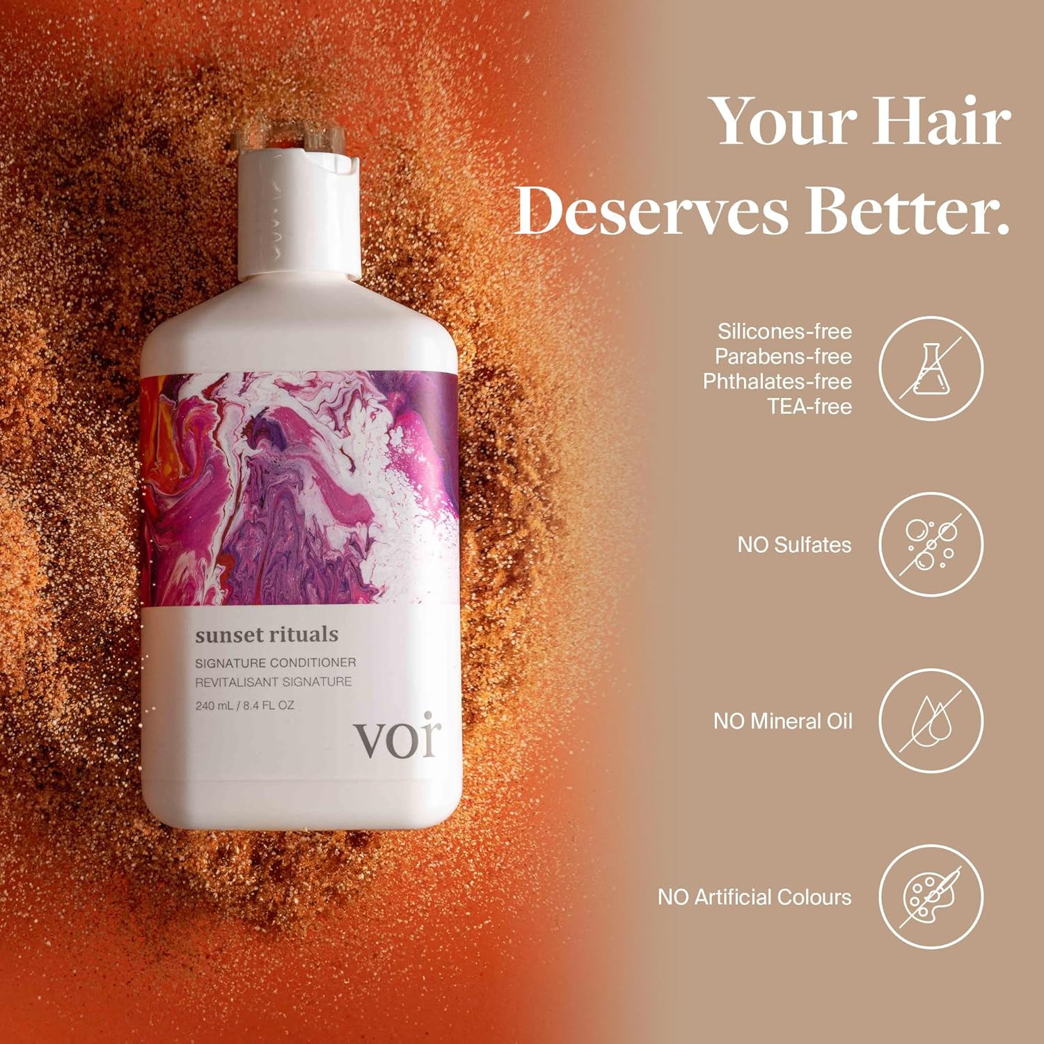 Voir Haircare Hydrating Hair Conditioner with Hyaluronic Acid & Lactic Acids for Intense Moisture, Daily Deep Conditioner to Smooth Frizz, Restore Hair Shine, & Strengthen Dry Damaged Hair, 8.4 FL Oz