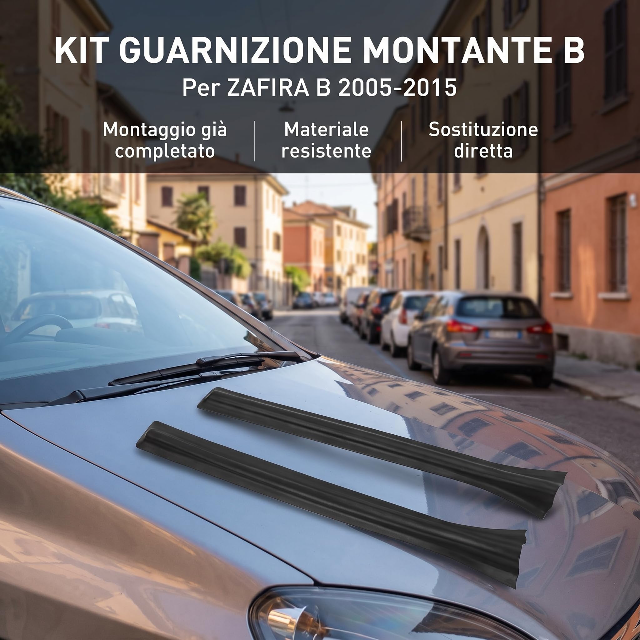Set di finiture per montante per Opel Vuaxhall 2005-2015 | copertura in gomma per pilastro centrale Zafira B, 3131953 per montante B per portiera sinistra e destra, Gomma + ABS