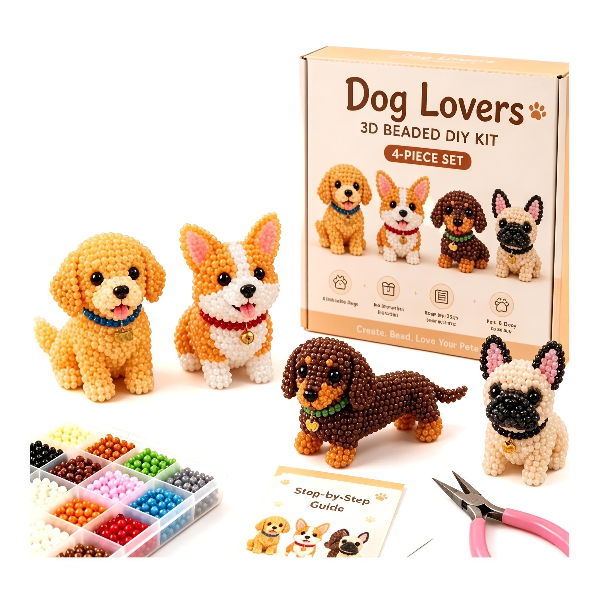 3D Beaded Animal Kit Handmade Beadwork All-in-Craft Set Dogs Beading Kit