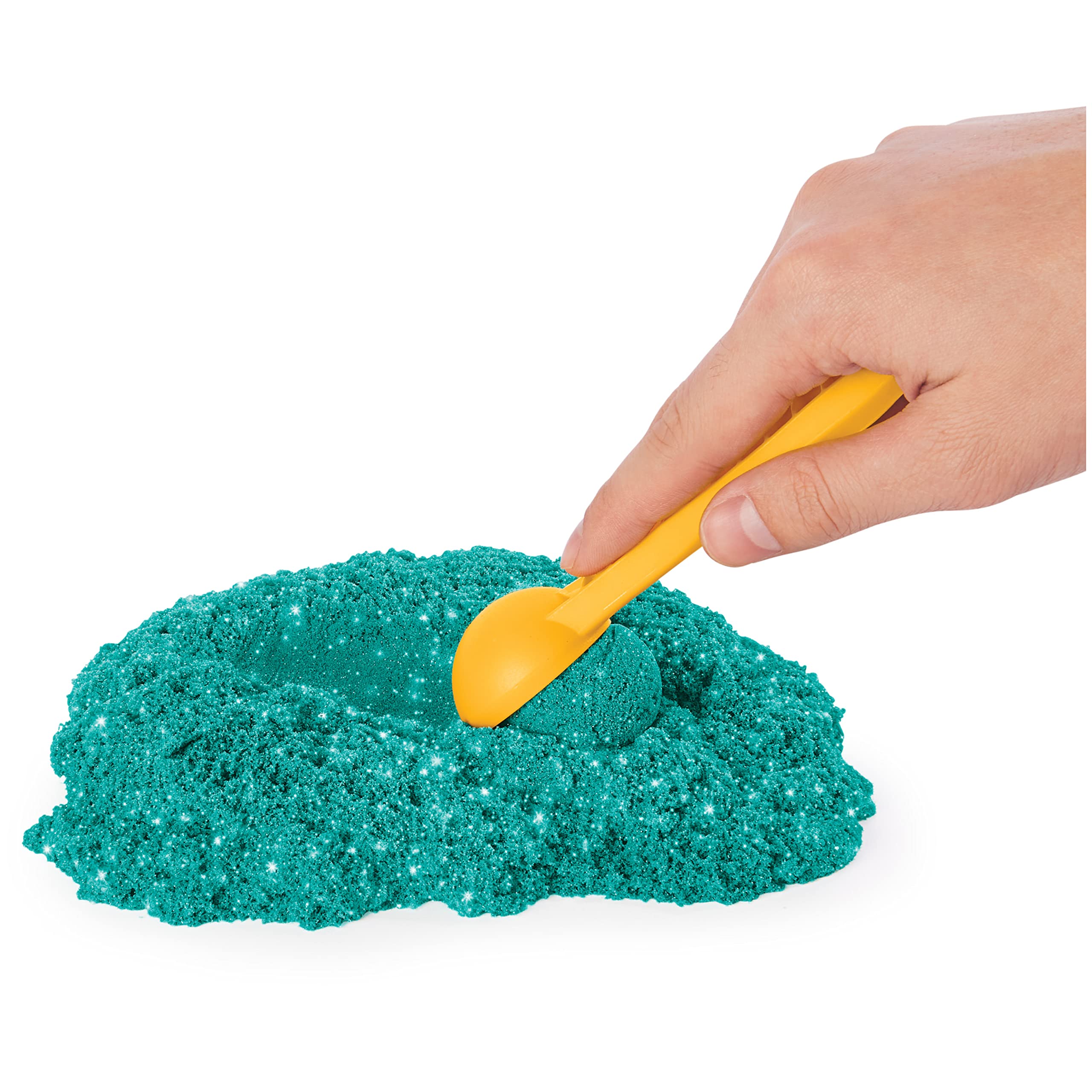 Kinetic Sand |Zamek Shimmer Sand | Piasek kinetyczny 454gr | Magiczny piasek | Zielony Kolorowy Piasek | 3 akcesoria i tacka W zestawie | zabawki dla dzieci i dziewczynek 3 lata