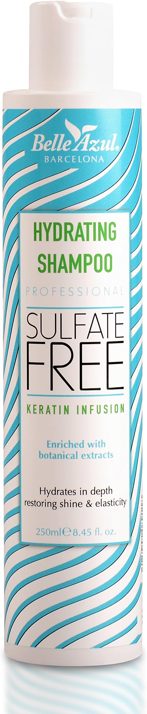Belle Azul Professional Hydrating Shampoo - Enriched with Keratin and Botanical Extracts to deeply moisturise and strengthen Hair - Paraben Free - 250ml – Made in Spain