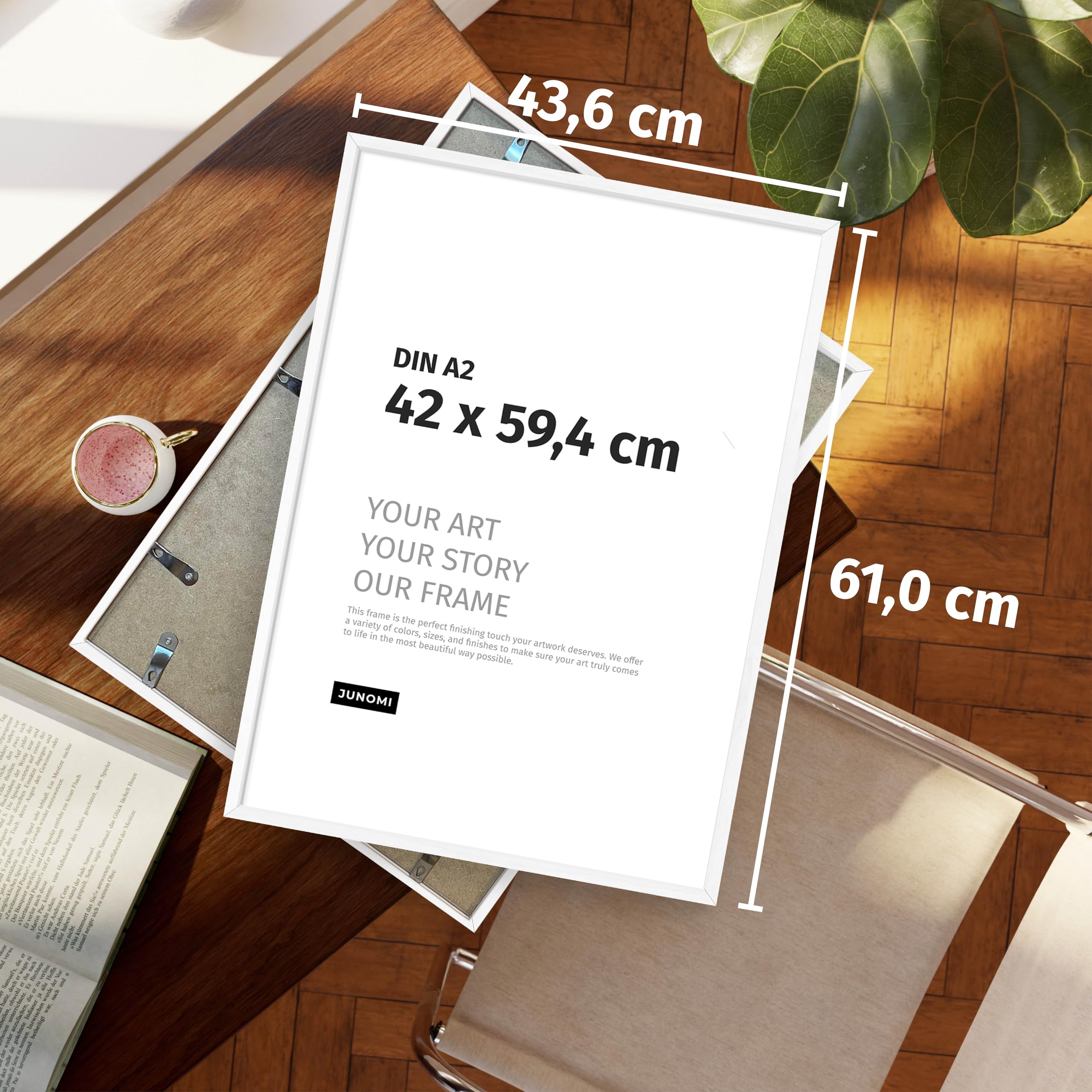 Cornice Portafoto JUNOMI DIN A2 - Legno Nero, Vetro Acrilico, 42x59.4cm, Design Scandinavo - Foto 7