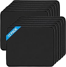 12 Pack Mouse Pad,Computer Mouse Pads with Non-Slip Rubber Base,Washable Mousepad with Stitched Edge,Waterproof Mouse Pad for Computers,Laptop,PC,Office & Home,Black,10.2x8.2 Inch
