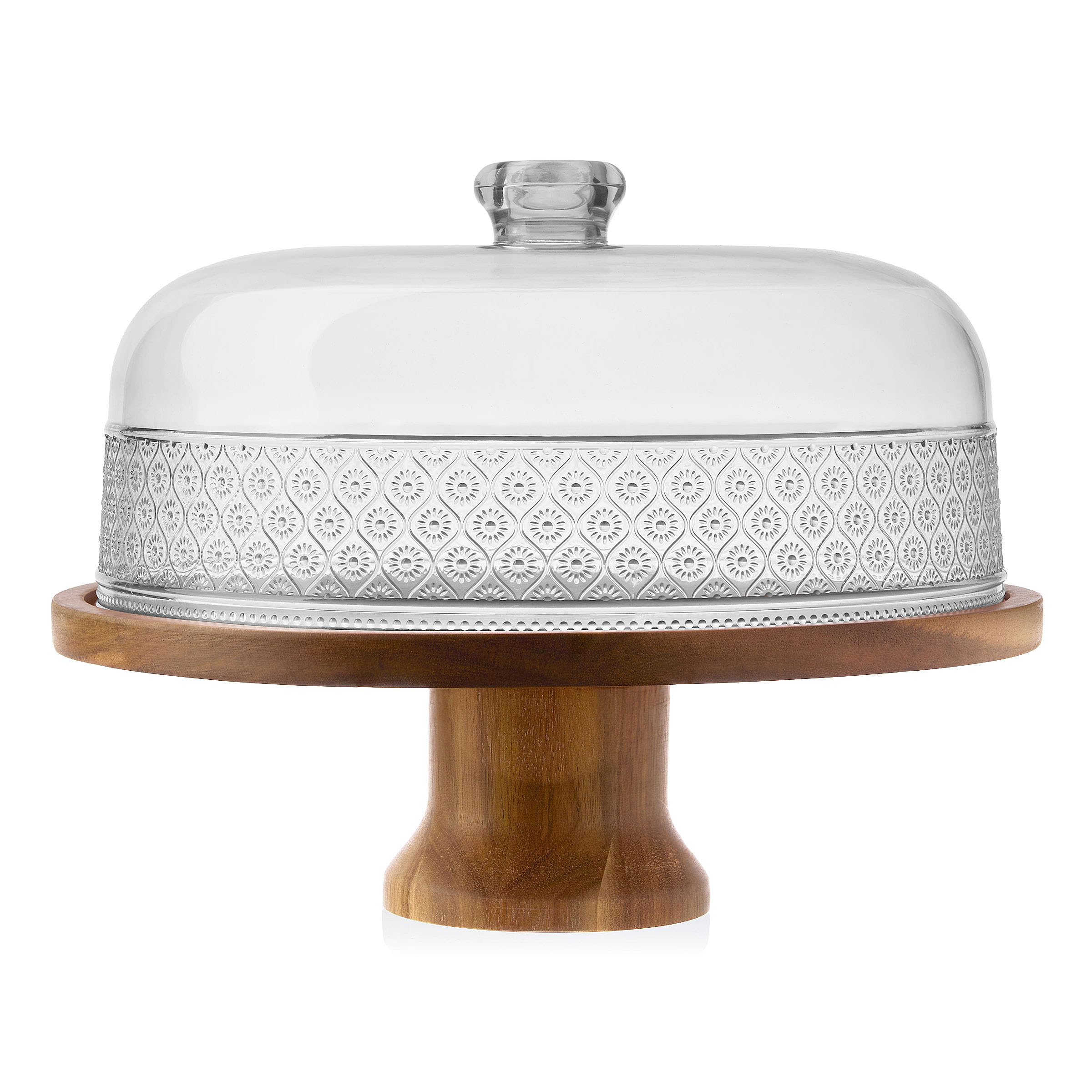 Godinger Cake Stand With Dome – 11.5" Metal Serving Platter & Shatterproof Acrylic Lid